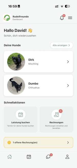 pawganizer customer app with the dog, the next visit, and the invoice pawganizer customer app with the dog, the next visit, and the invoice